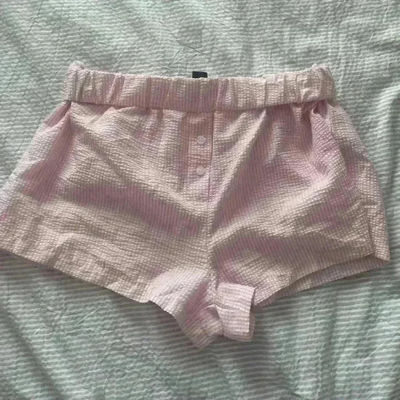 Pink and white striped mini shorts size large - Picture 1 of 4